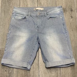 Levi Pinstriped Jean Shorts